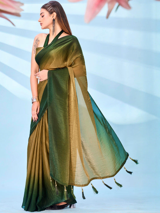 Tikhi Imli Ombre Satin Designer Saree