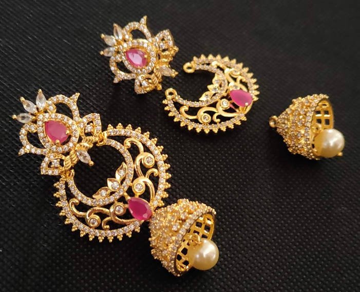 AD Rubies Designer 4 in 1 earrings