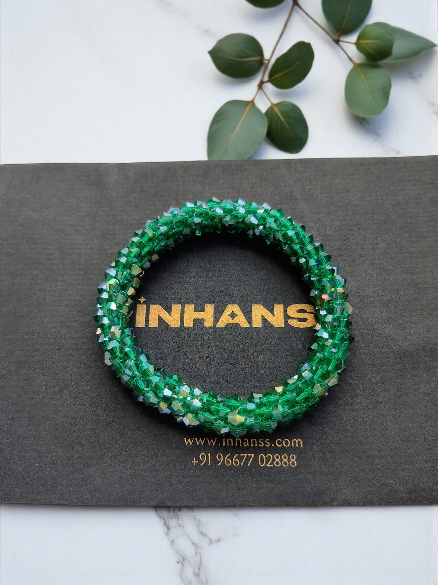 Inhanns Unisex Crystal Bloom – Adjustable Crystal Bead Bracelets - Sea Green