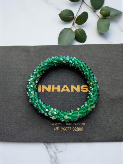 Inhanns Unisex Crystal Bloom – Adjustable Crystal Bead Bracelets - Sea Green
