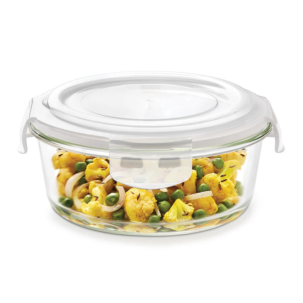 Borosil Klip N Store Round Glass Container Set of 2