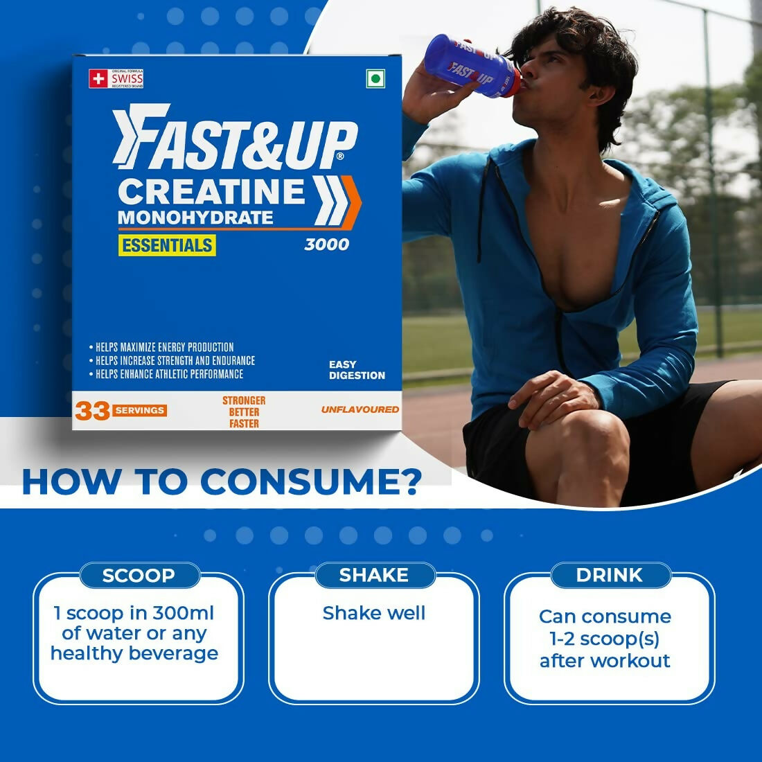 Fast&Up Creatine Monohydrate Helps Sustain Longer Workout