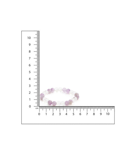Clear Quartz and Amethyst White and Grey Beads Elastic Bracelet - Ruby Raang