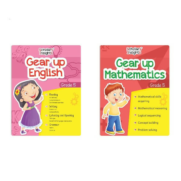 Scholars Insights Gear Up English & Maths Grade 5 Books Set Of 2| Grammar Skills, Maths Logical Reasoning, Problem Solving Book| Ages 10-11 Years