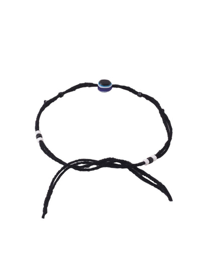 NVR Women & Men Set of 2 Black Evil Eye Rakhi With Roli Chawal