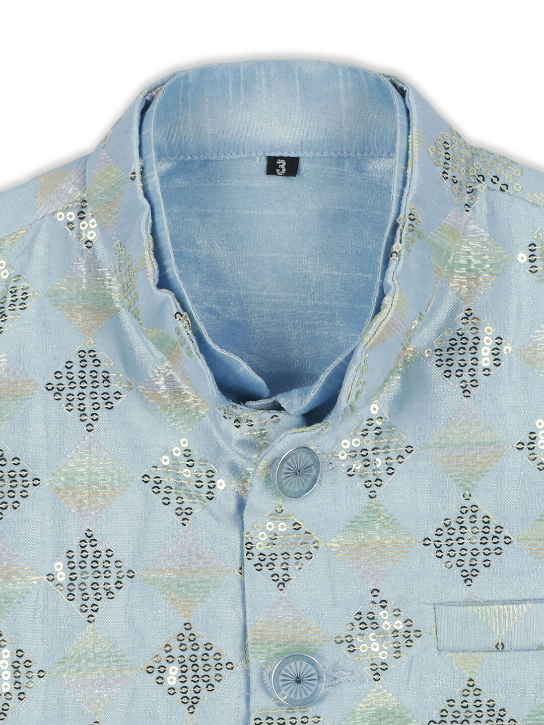 Joban Fashion Kids Island stylish Tikli work Nehru Jacket Full Sleeves Kurta, Pyjama Set - Sky Blue