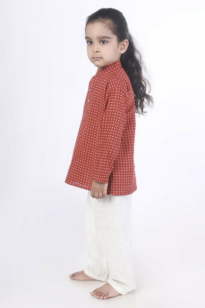 Breathables Kids Cotton Night Suit – Red Polka Dot Kurta & Pyjama Co-Ord Set For Boys & Girls