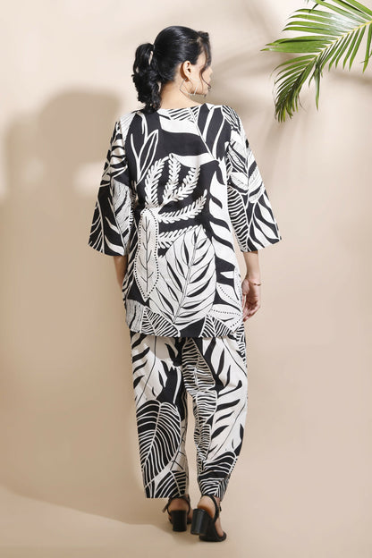 Breathables Nature-Inspired Cotton Co-Ord Set – Hip-Length Kurta & Pants Black