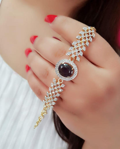 Rhodium-Plated Alloy Stone Studded Designer Bracelets - The Pari