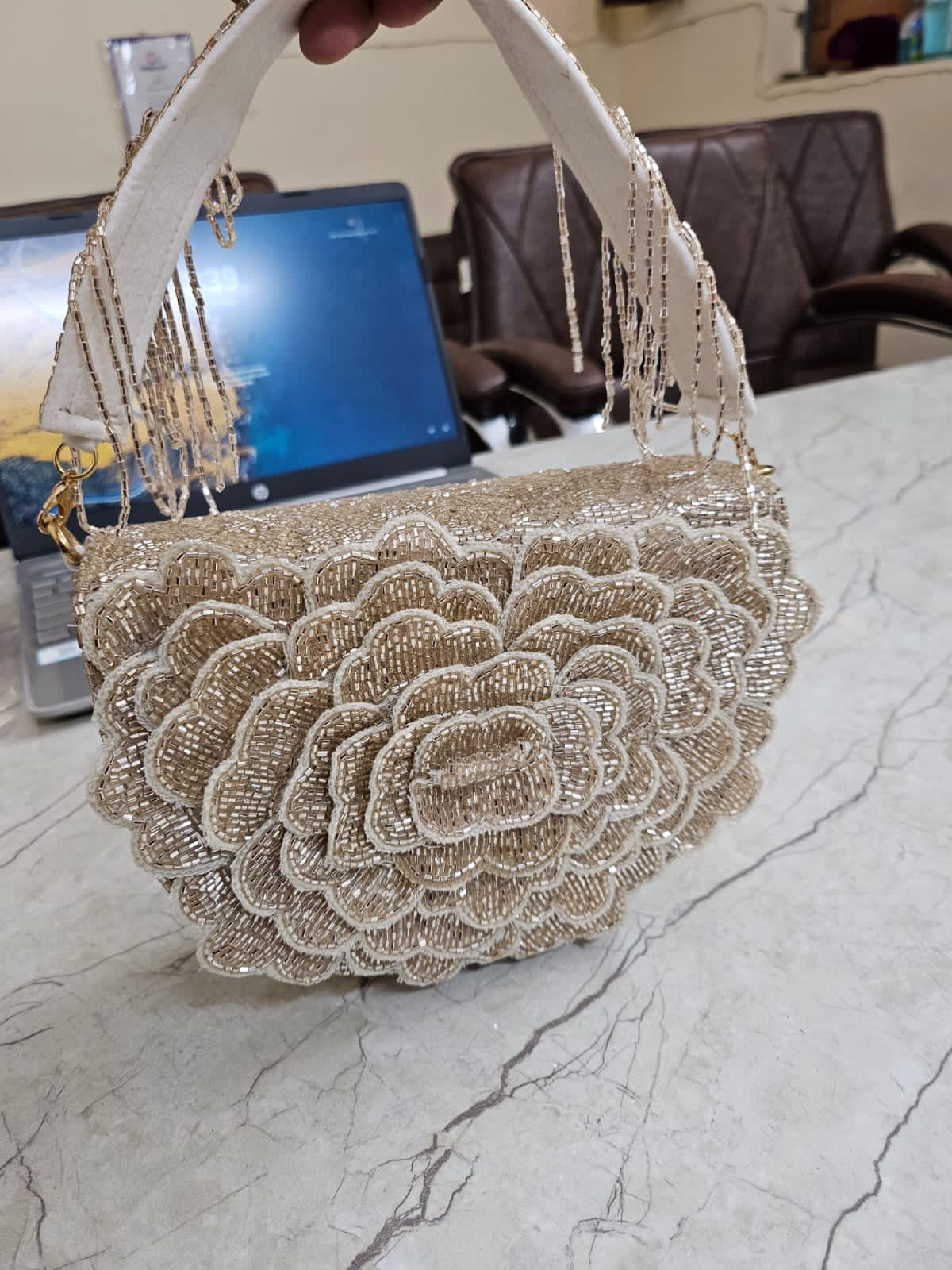 Designer Rose Flap Clutch