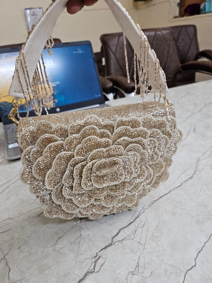 Designer Rose Flap Clutch