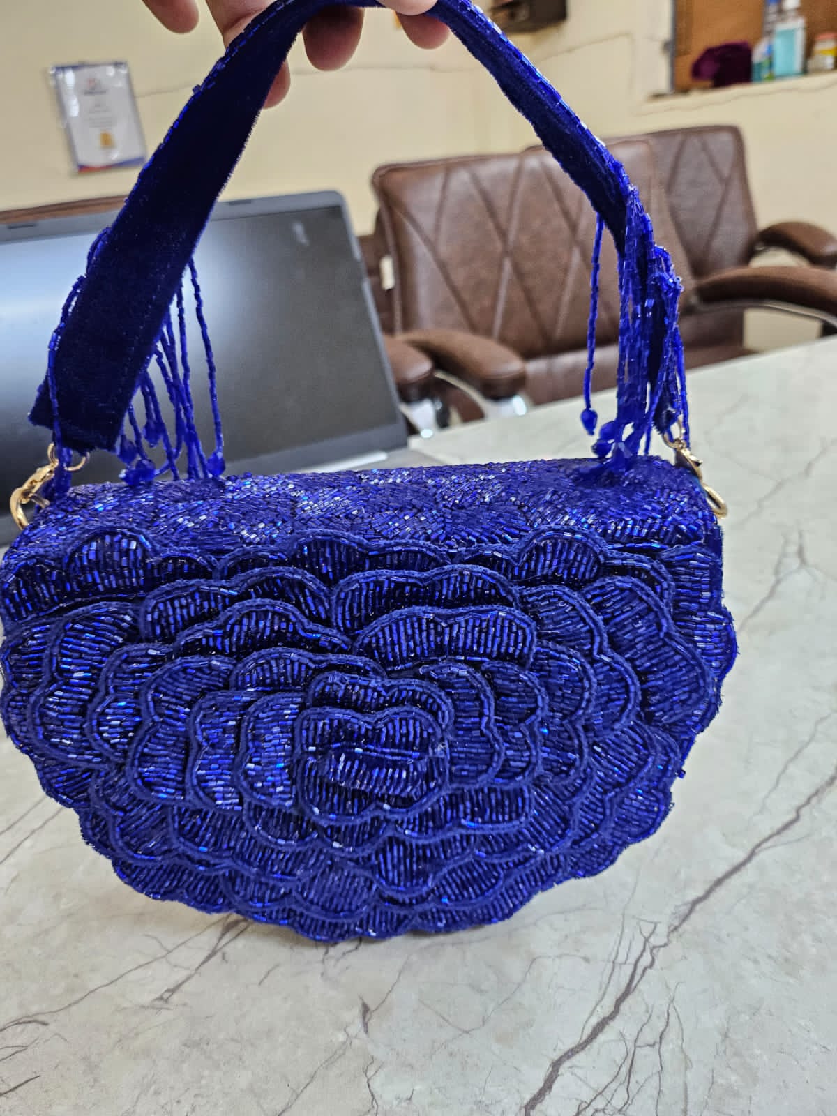 Designer Rose Flap Clutch