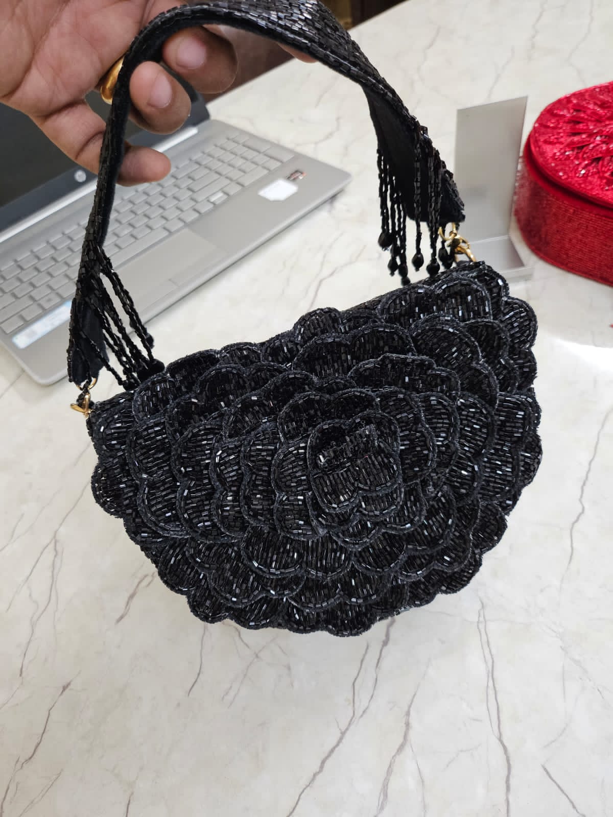 Designer Rose Flap Clutch
