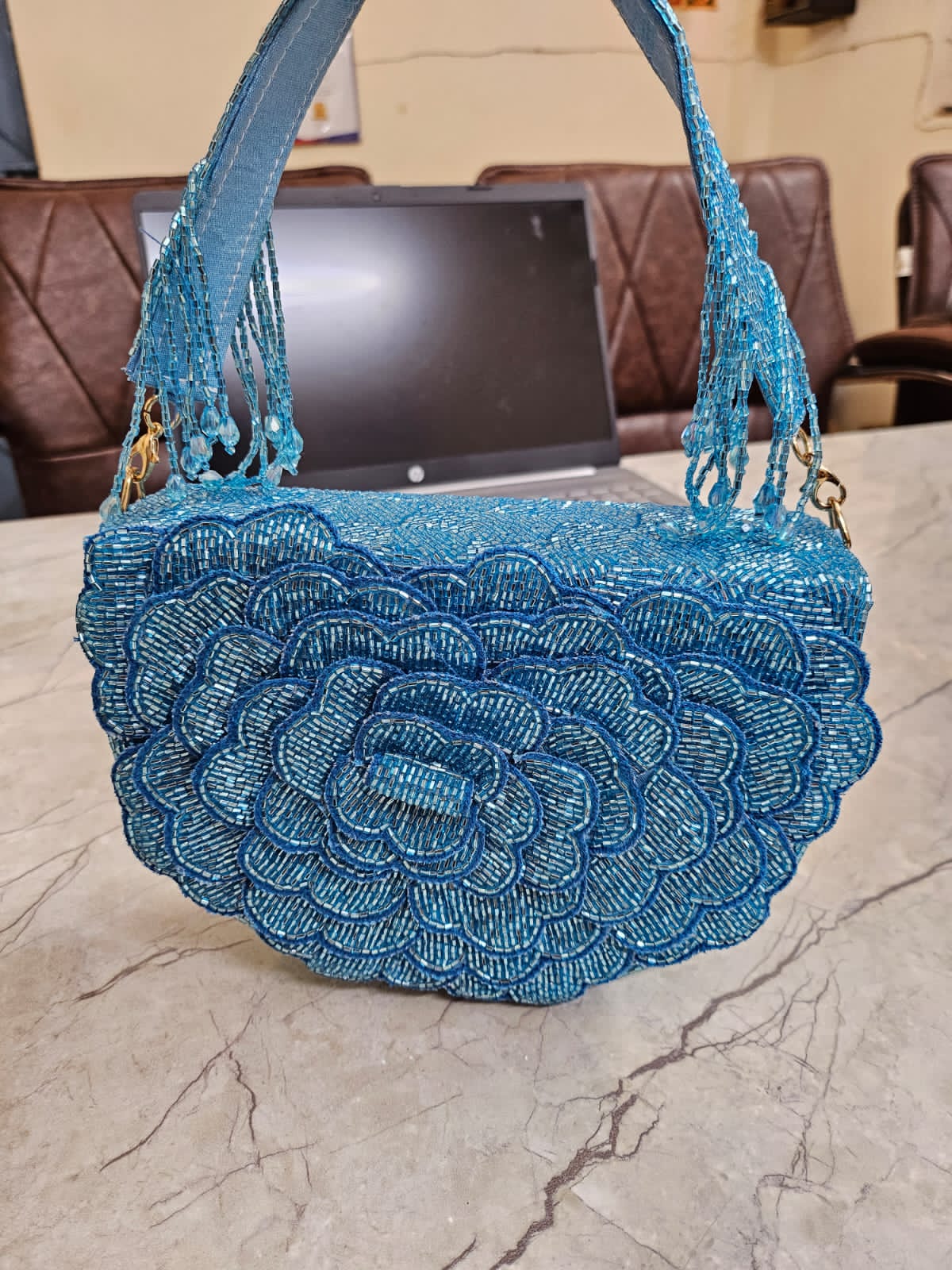 Designer Rose Flap Clutch