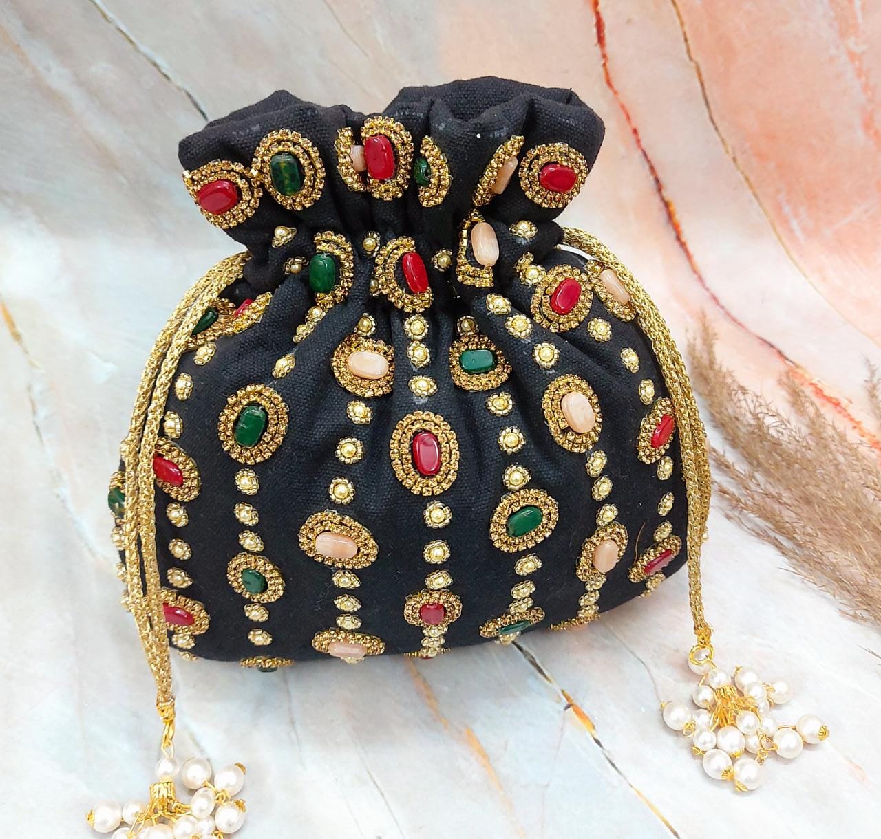 Designer Embellished designer Jute Potli