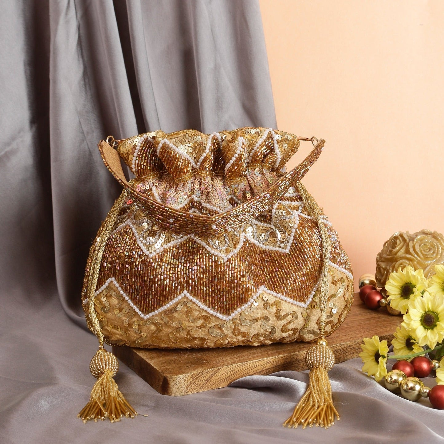 Golden Bridal Potli Bag
