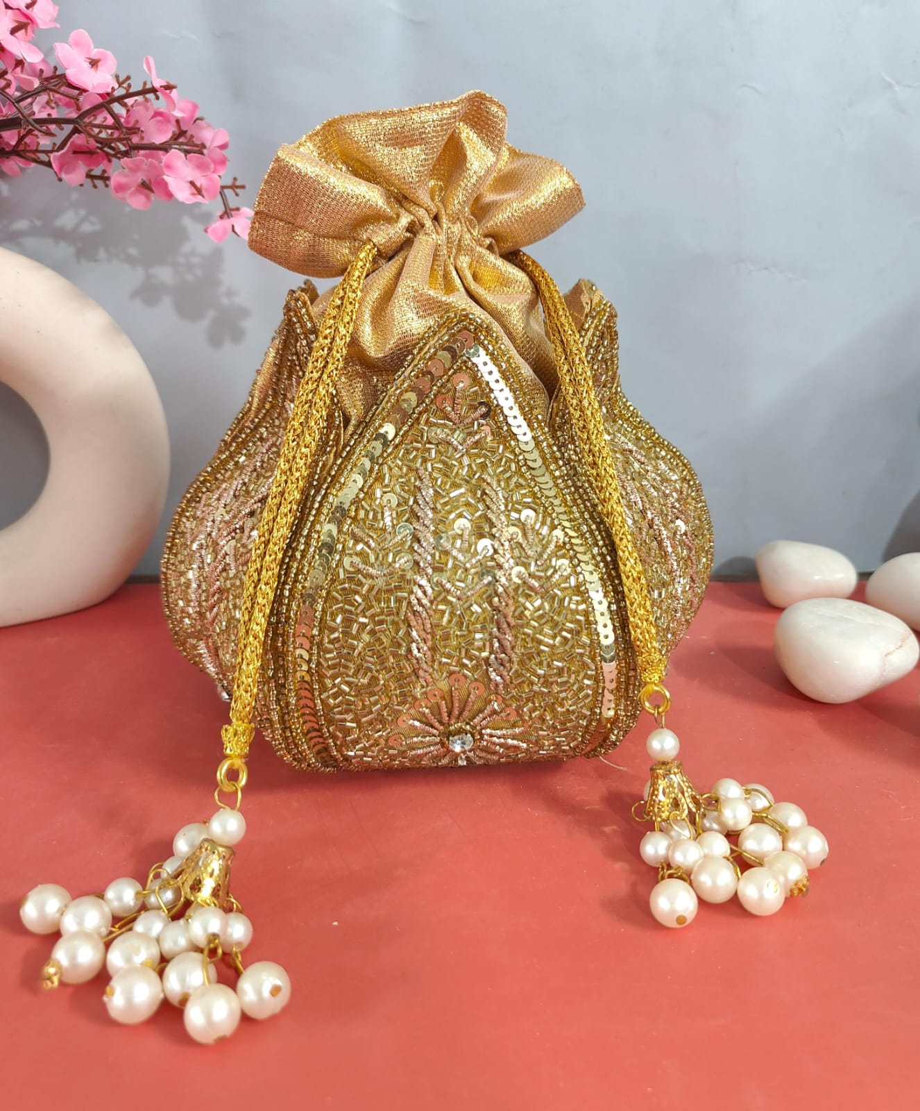 lotus Potli Bag Wedding Gift Unique Purse