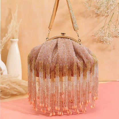 Designer Half Frame Beaded Clutch