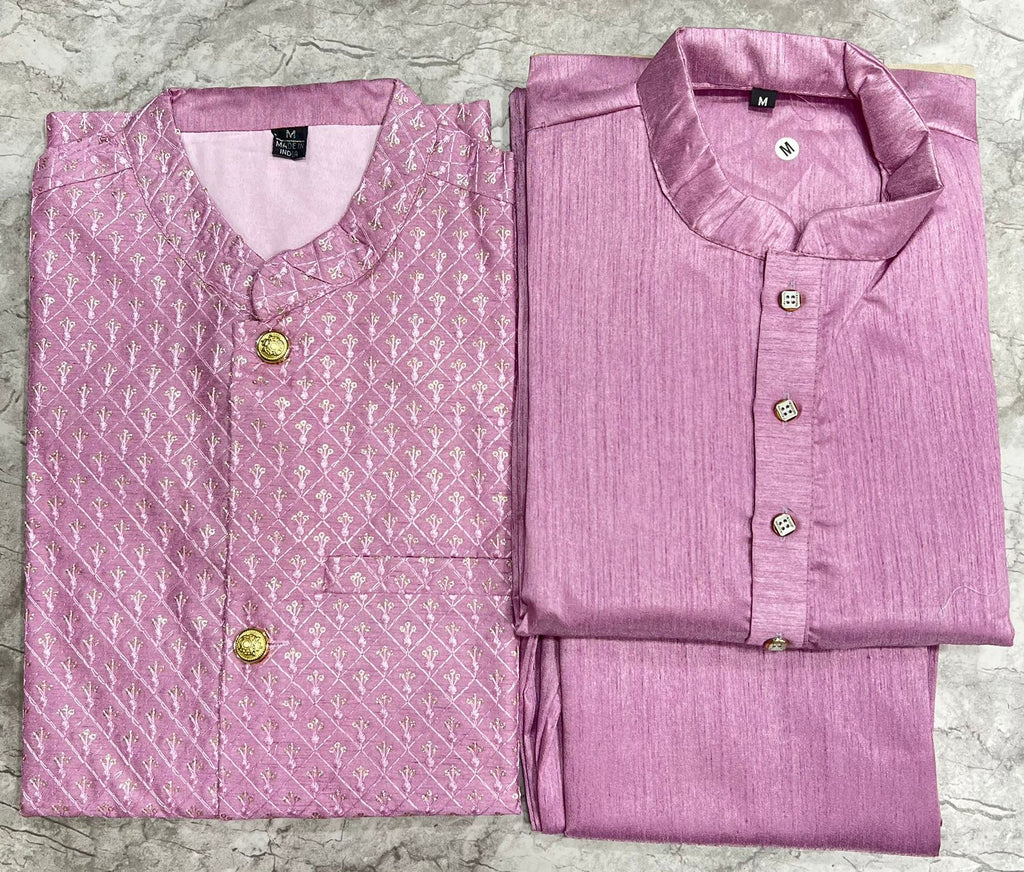 Heavy Banglori Silk Kurta Pajama With Embroidery Sequins Work Koti Set