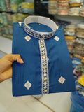 Men's Chandery With White Patti Pintex Kurat Pajama Set