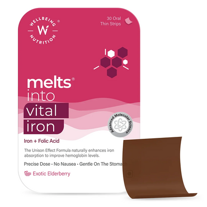 Wellbeing Nutrition Melts Vital Iron Oral Strips-Exotic Elderberry Flavor