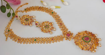 Pink & Green Bridal Necklace Set