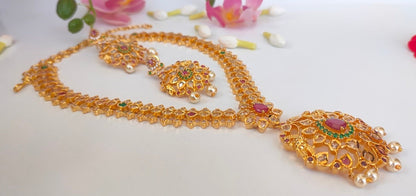 Pink & Green Bridal Necklace Set