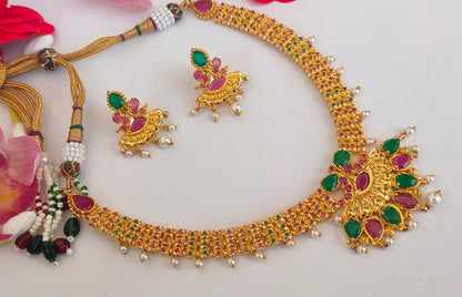 Ruby Emeralds Gold-Polished Bridal Jewelry