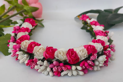Pink & White Flower Hair Gajra