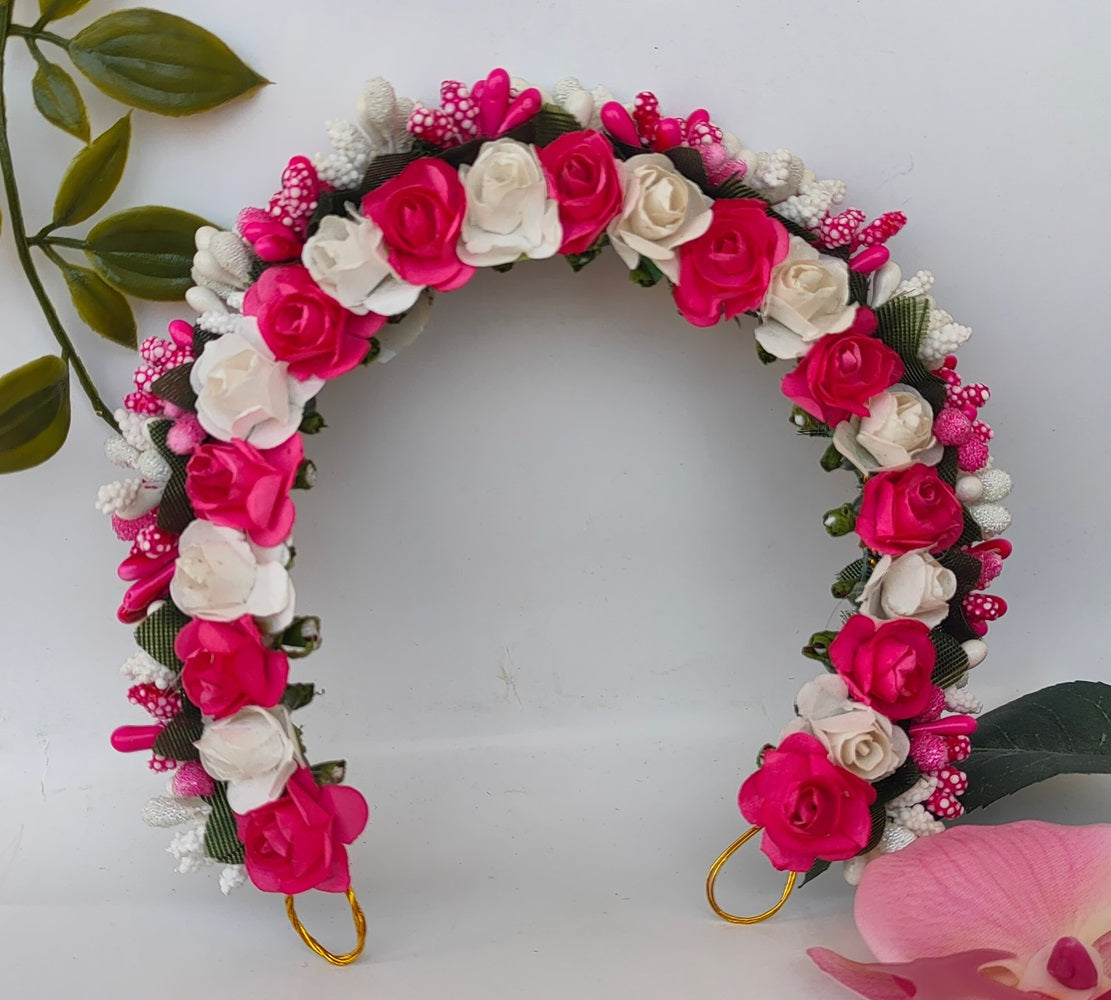 Pink & White Flower Hair Gajra