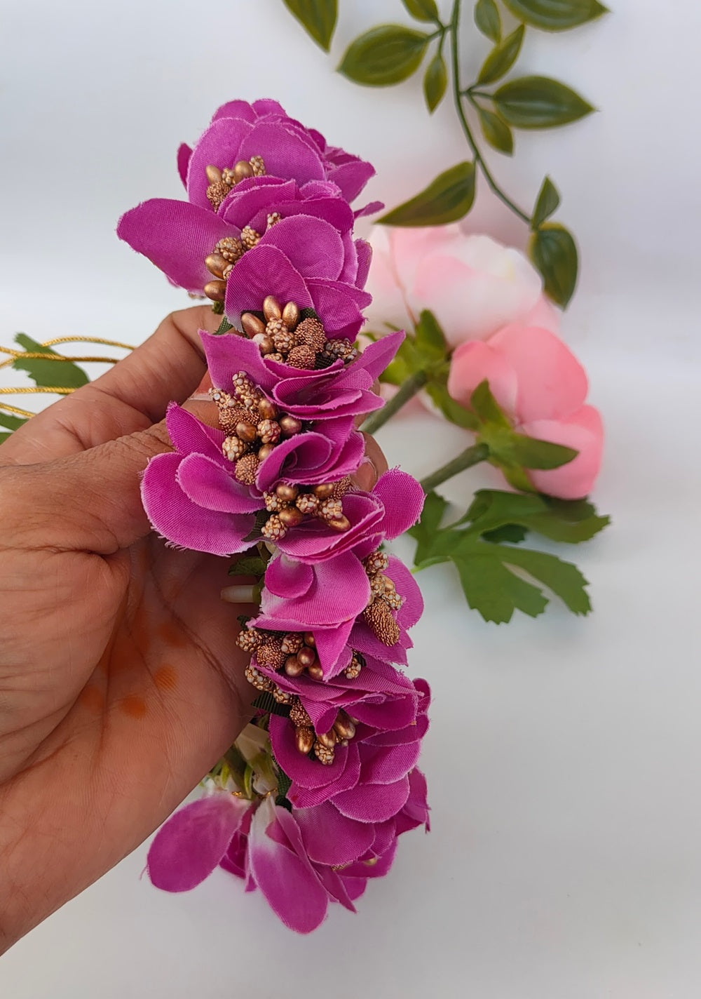 Arificial Purple Orchids Flower Gajra