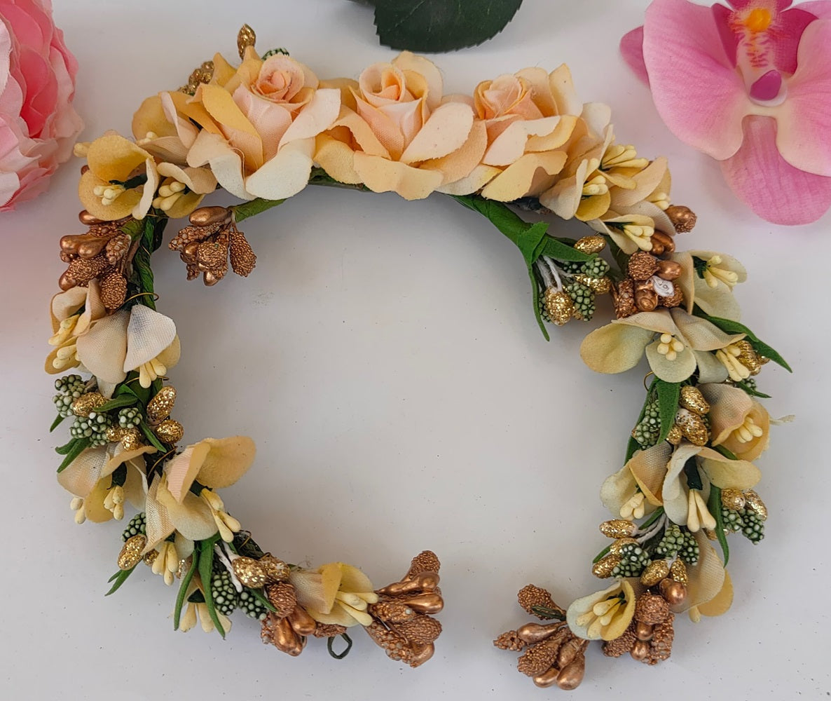 Gold Bridal Flower Hair Gajra