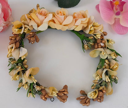 Gold Bridal Flower Hair Gajra