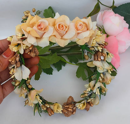 Gold Bridal Flower Hair Gajra