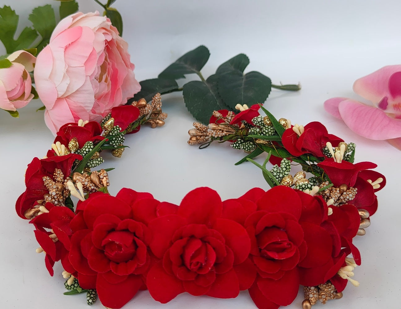 Red Bridal Flower Hair Accessories