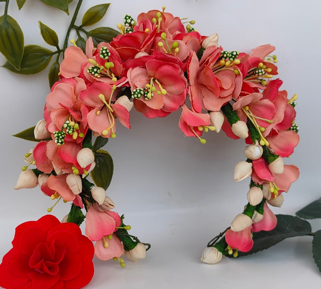 Peach Bridal Hair Gajra