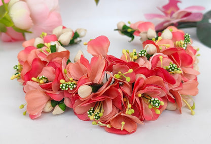 Peach Bridal Hair Gajra
