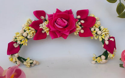Pink Rose Flower Hair Gajra