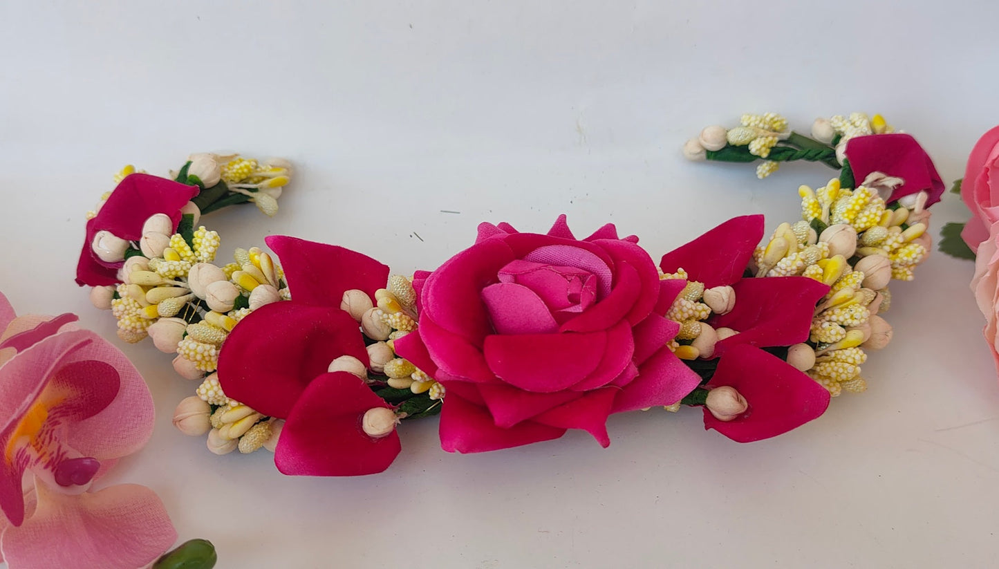 Pink Rose Flower Hair Gajra