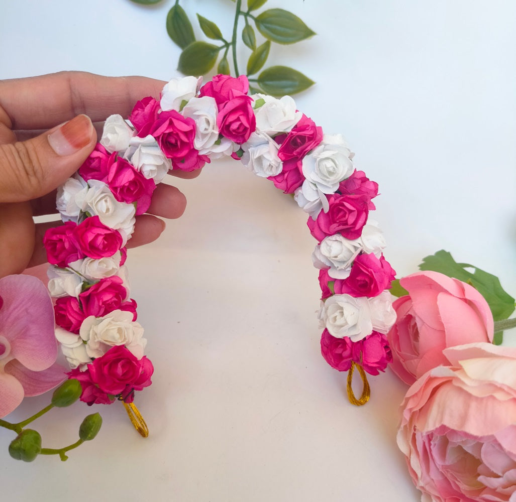 Pink & White Rose Gajra