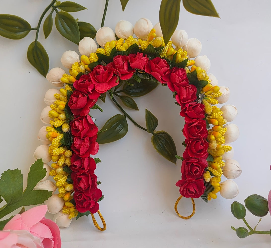 Red & Yellow Flower Hair Gajra