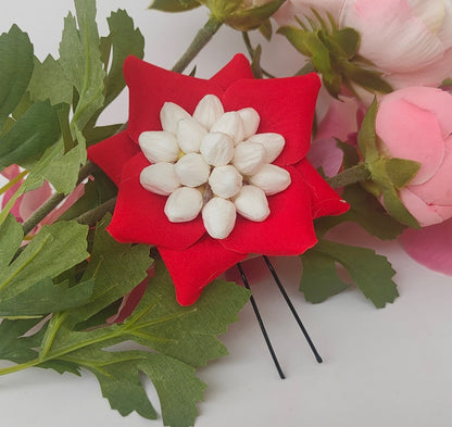 Red Petals Flower Brooch
