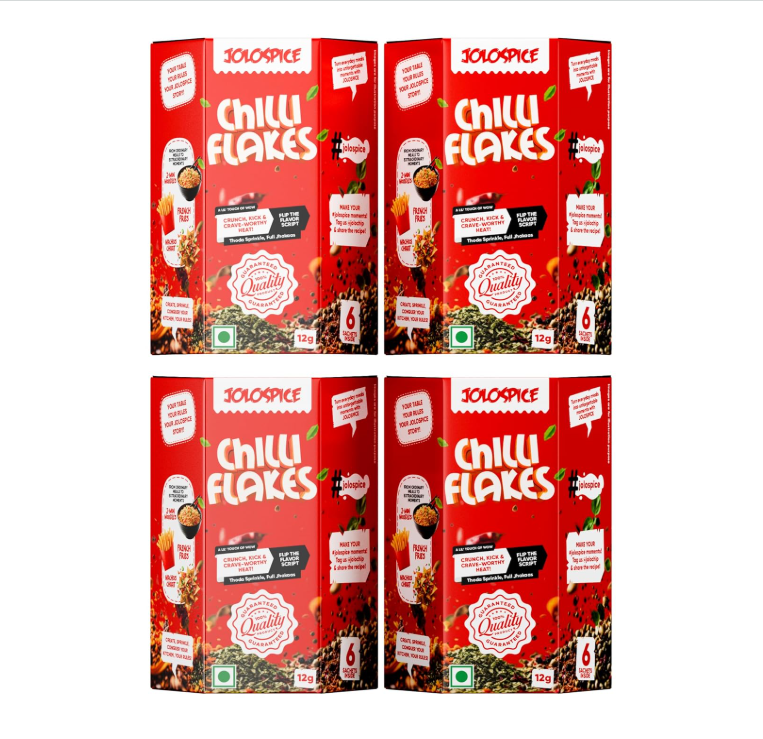 JOLOSPICE Chilli Flakes Seasoning -Pack Of 4(12g Each Pack)