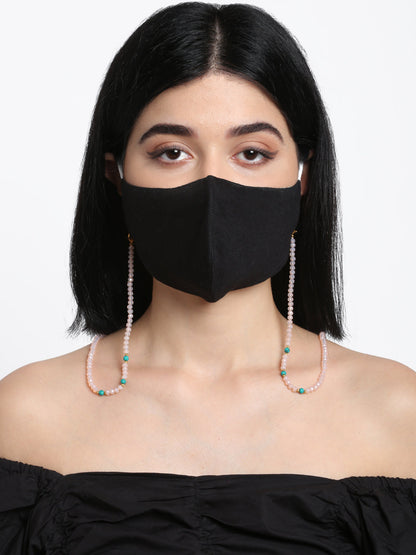 Stone And Gold-Polished Mask Chain - Ruby Raang