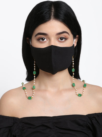 Stone And Gold-Polished Mask Chain - Ruby Raang