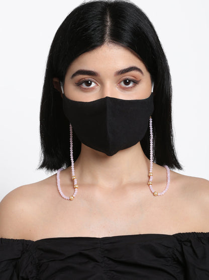 Stone And Gold-Polished Mask Chain - Ruby Raang