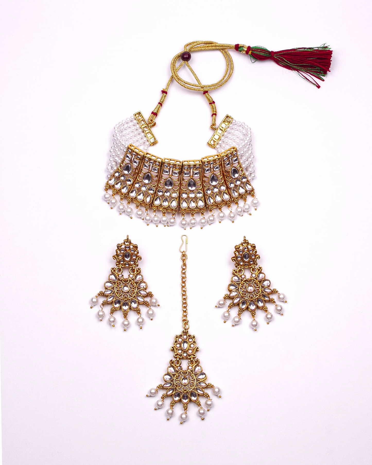 Gold-Polished Alloy Designer Pearl And Alloy Choker Necklace - The Pari
