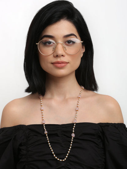 Stone And Gold-Polished Mask Chain - Ruby Raang