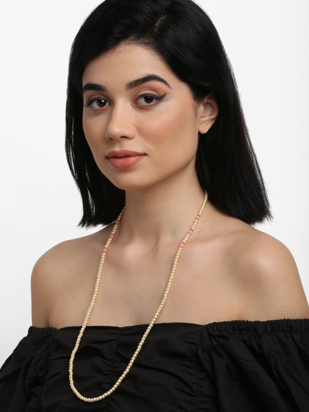 Stone And Gold-Polished Mask Chain - Ruby Raang
