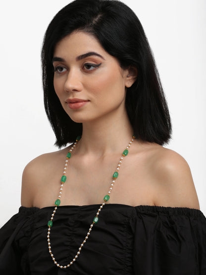Stone And Gold-Polished Mask Chain - Ruby Raang